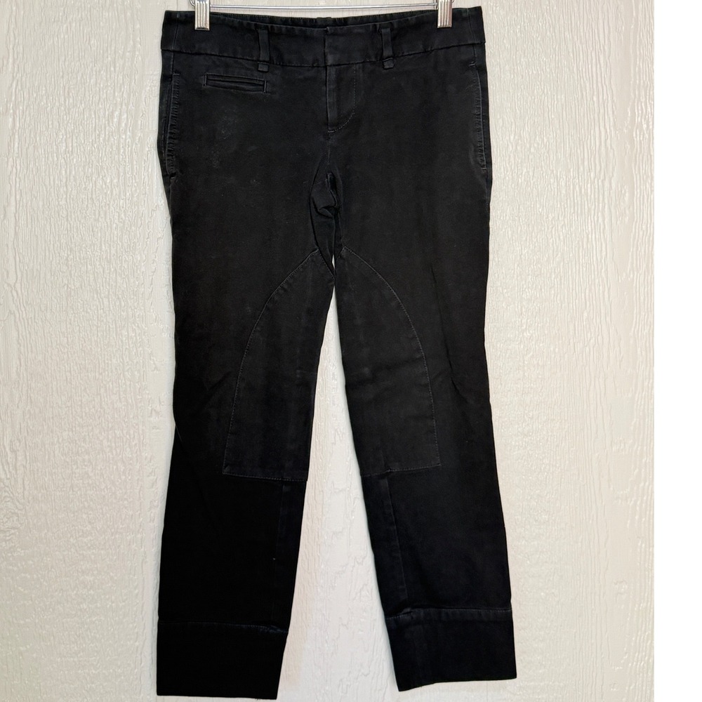 Ann Taylor LOFT Marisa Equestrian Skinny Pants Black Knee Patch Petite 0P